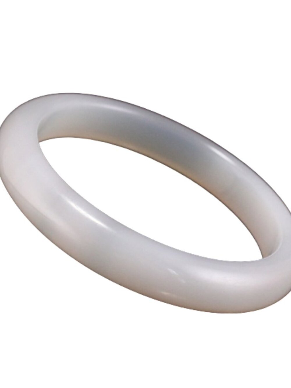 Natural White Agate Bangle 36.3g 58.8mm ID Icy Chalcedony Stone Bracelet A006
